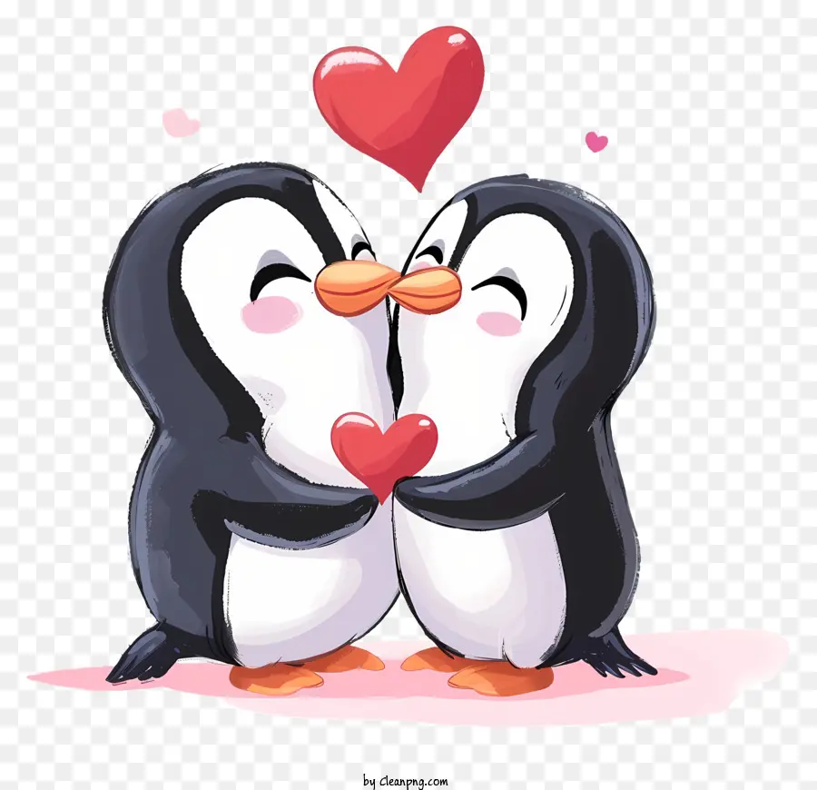 Valentine Penguin Simplistic Vector Art，Amor Pinguim PNG