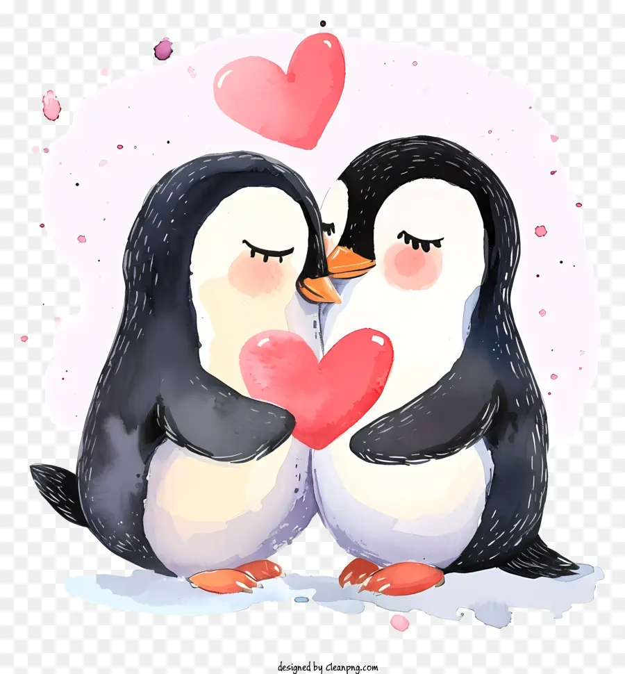 Penguin Aquarela Dos Namorados，Pinguins PNG