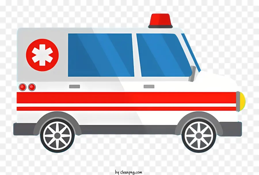 Carro De Ambulância De Desenho Animado，Ambulância Branca E Vermelha PNG