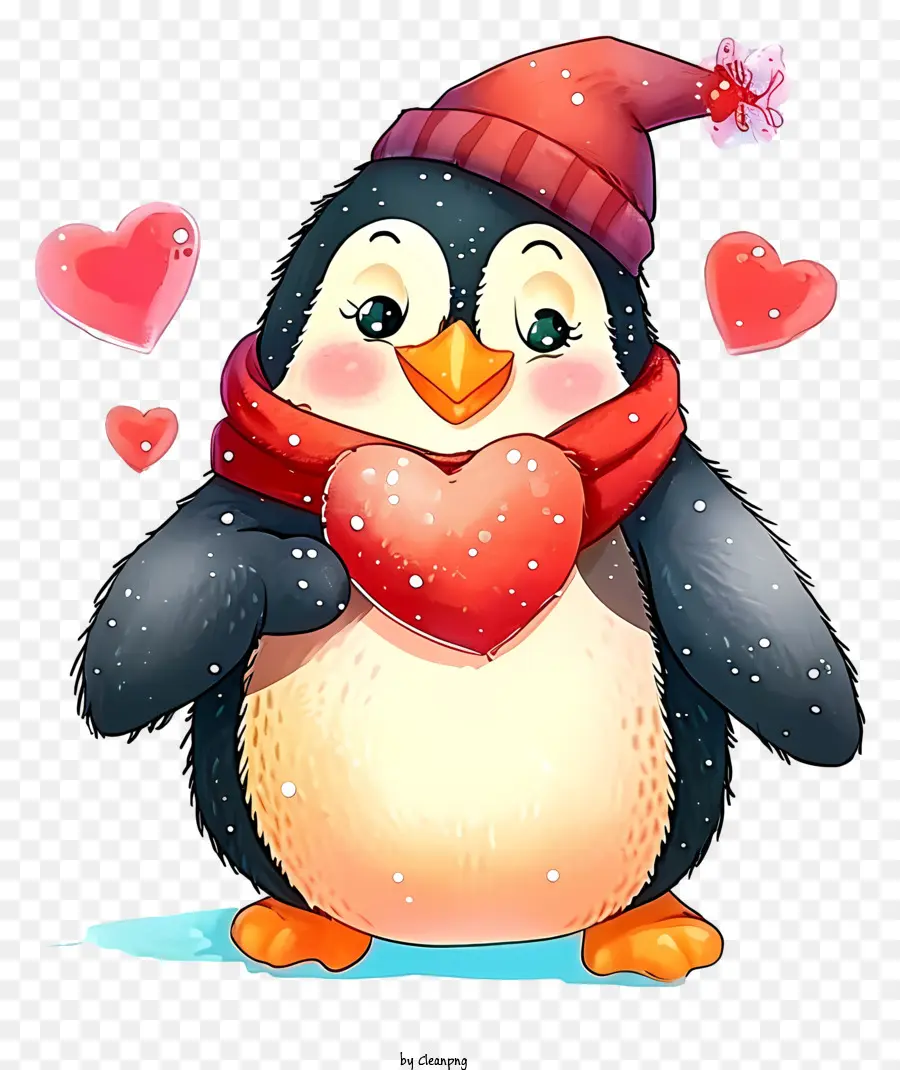 Design De Personagem De Desenho Vetorial，Valentine Penguin PNG