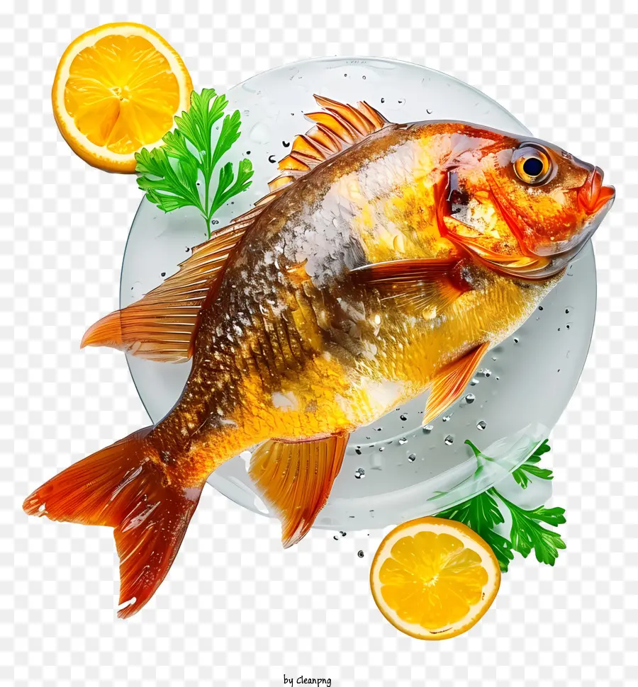 Comida De Peixe，Peixe Com Limão E Salsa PNG