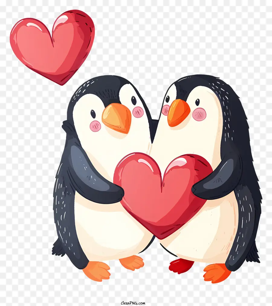 Ilustração Vetorial Plana Minimalizada，Valentine Penguin PNG