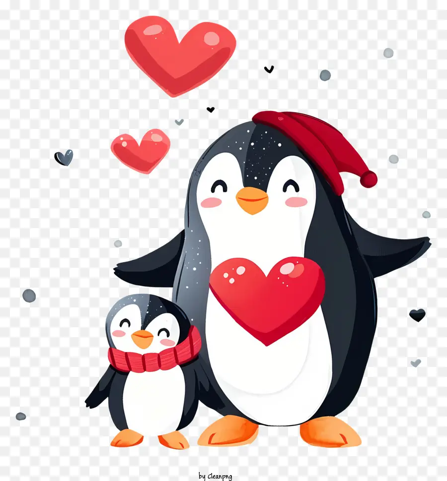 Ilustração Vetorial Plana Minimalizada，Valentine Penguin PNG