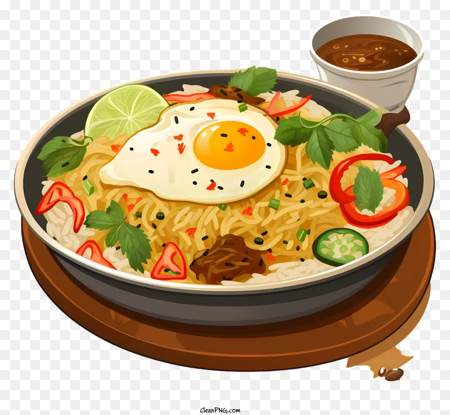 Doodle Style Chicken Biryani，1 Macarrão Frito PNG