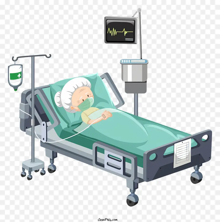 Paciente De Desenho Animado，Cama De Hospital PNG