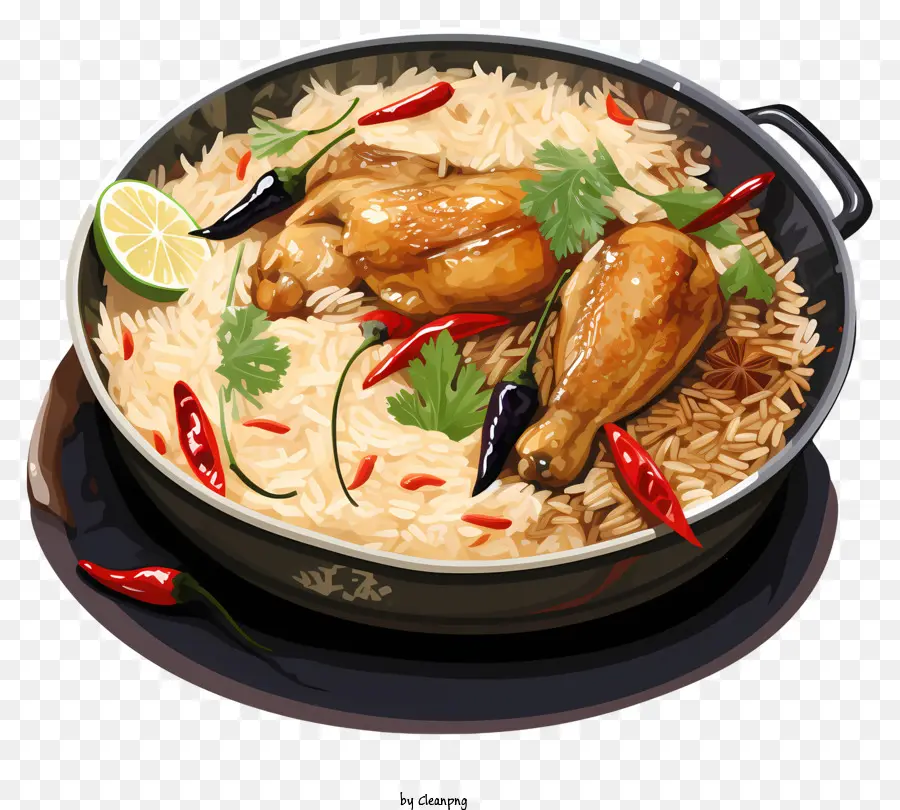 Biryani De Frango Em Aquarela，Frango E Arroz PNG