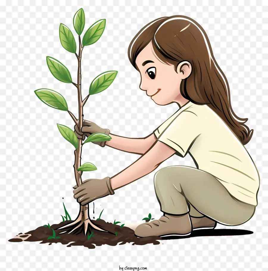 Árvore De Plantio De Desenhos Animados，Plantando Jovem PNG