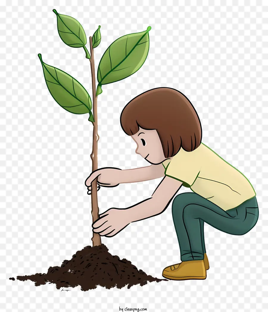 Árvore De Plantio De Desenhos Animados，Mulher Plantando árvore PNG