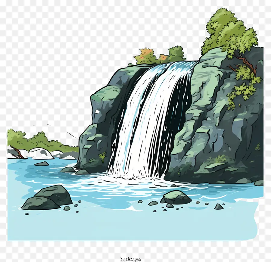 Cachoeira Desenhada à Mão，Cachoeira PNG