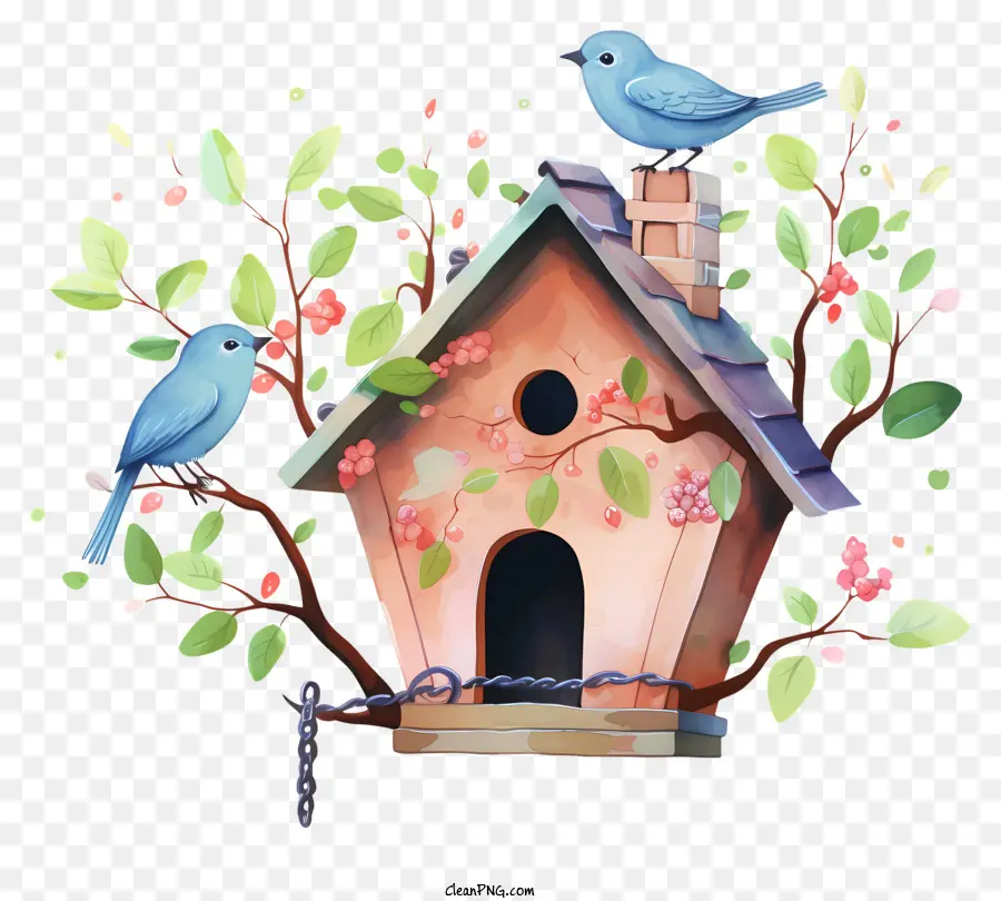 Casa De Ave Aquarela，Birdhouse PNG