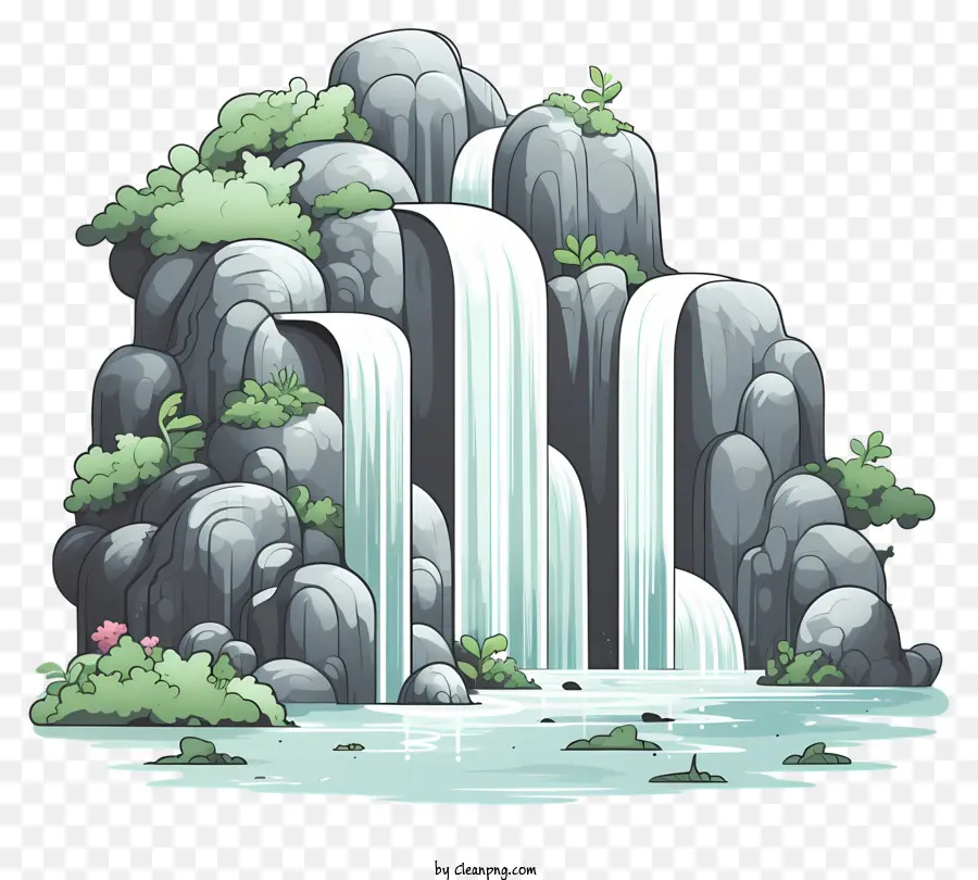 Cachoeira Ao Estilo Doodle，Cachoeira De Desenhos Animados PNG