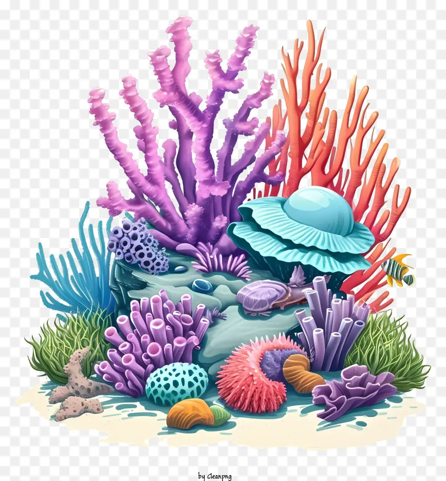 Recife De Coral Pastel，Criaturas Do Mar PNG