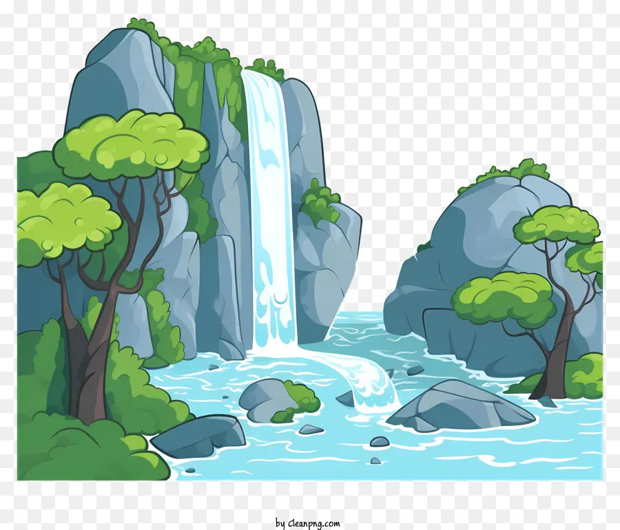 Cachoeira Ao Estilo Doodle，Cachoeira PNG