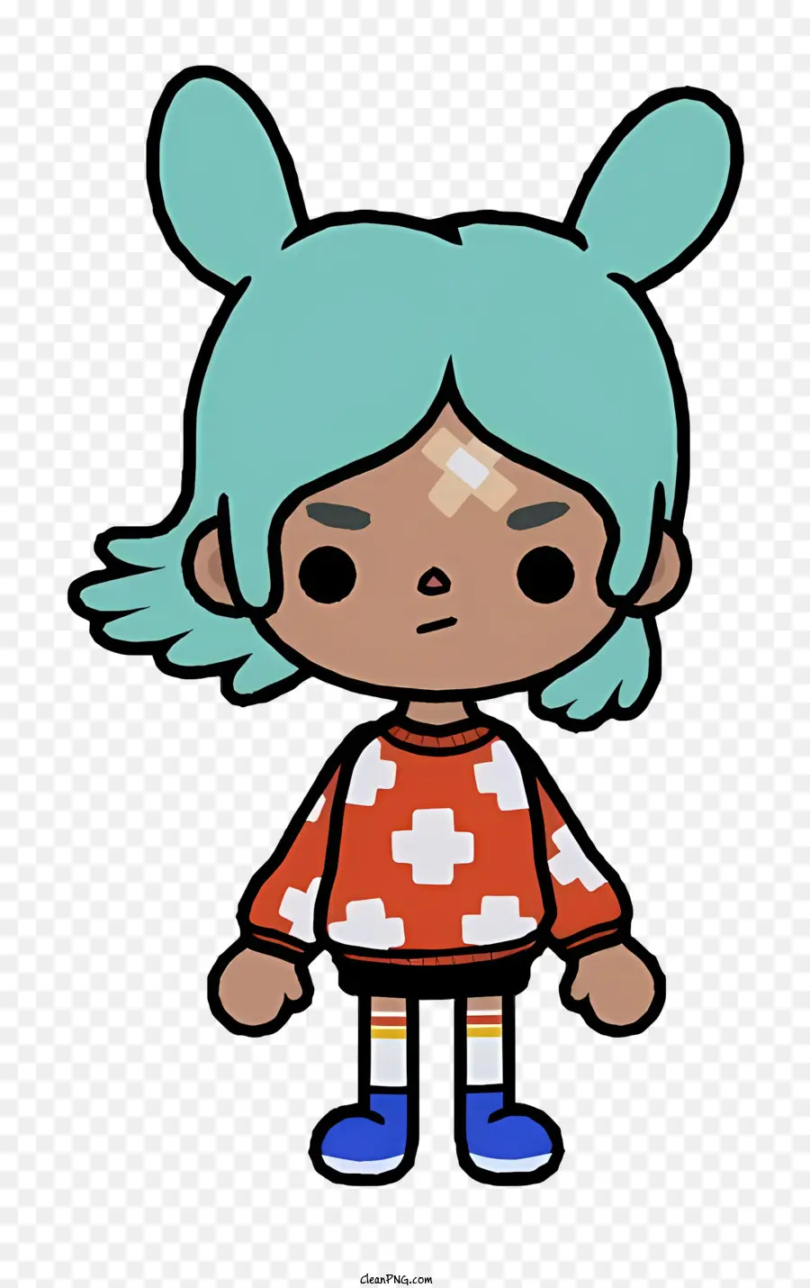 Elementos De Toca，Menina Com Coques De Cabelo Azul PNG