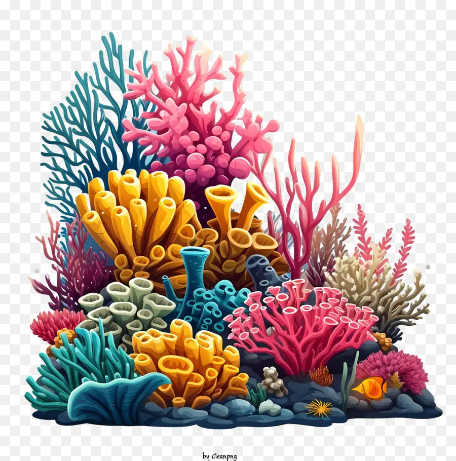 Arte Do Vetor Simplista Do Recife De Coral，Pintura De Recifes De Coral PNG