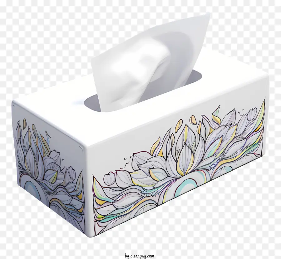 Caixa De Lenços De Papel Estilo Doodle，Caixa De Tecido Branco PNG