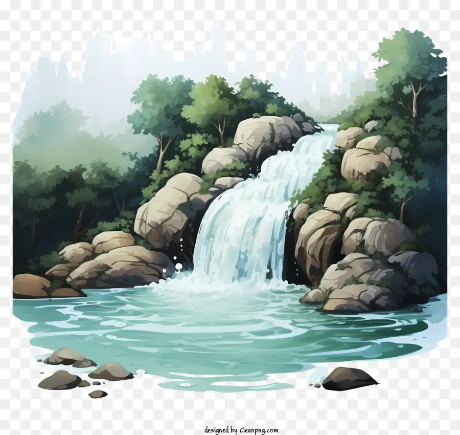 Cachoeira Em Aquarela，Cachoeira PNG