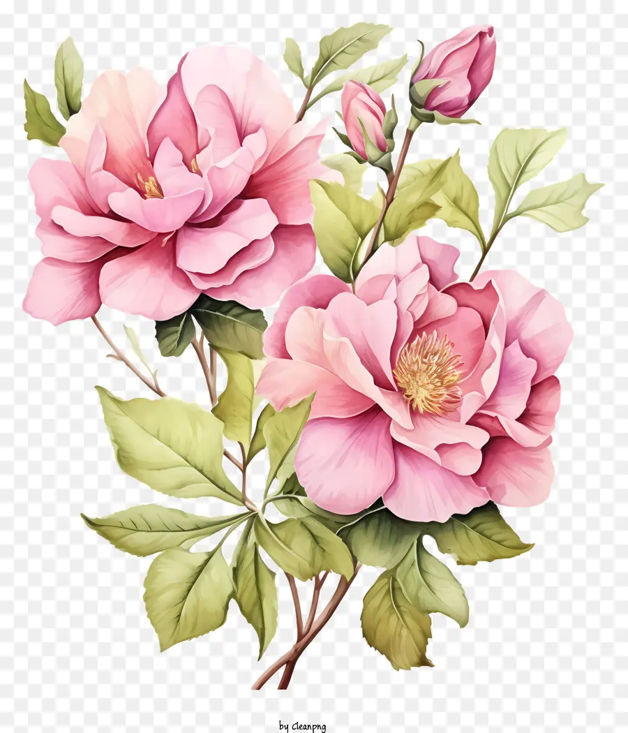 Aquarela Cor De Rosa Da Flor，Rosas Cor De Rosa PNG