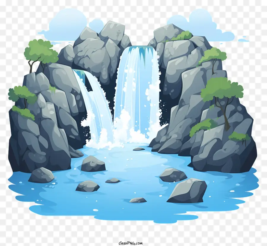 Cachoeira Ao Estilo Doodle，Cachoeira PNG