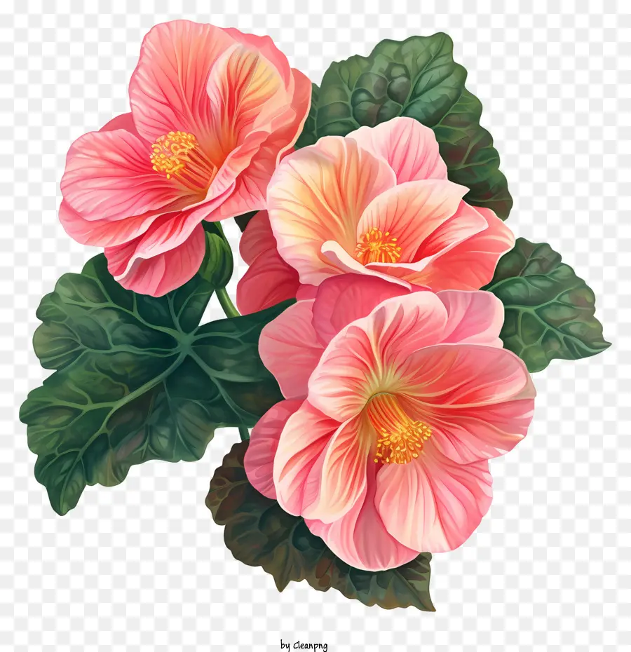 Begônia，Flores De Hibisco Rosa PNG