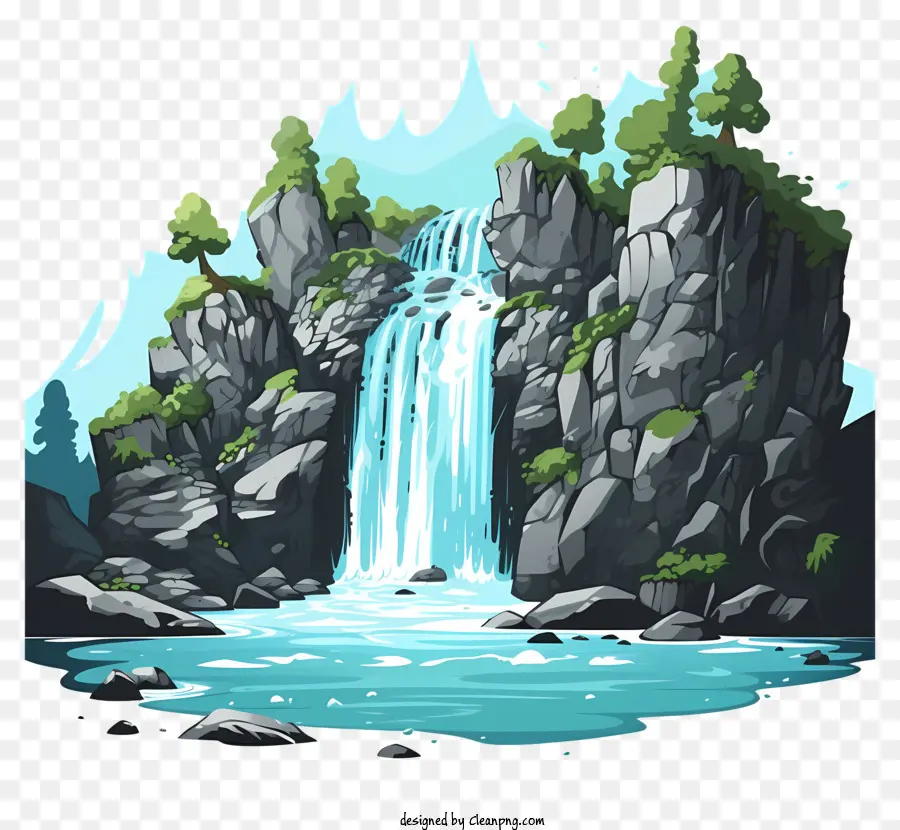 Cachoeira Ao Estilo Doodle，Cachoeira PNG