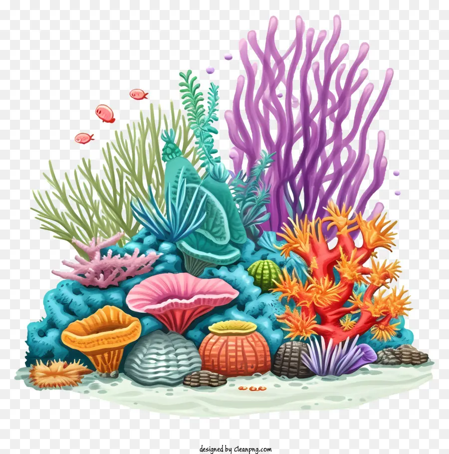 Recife De Coral Desenhado à Mão，Os Recifes De Coral PNG