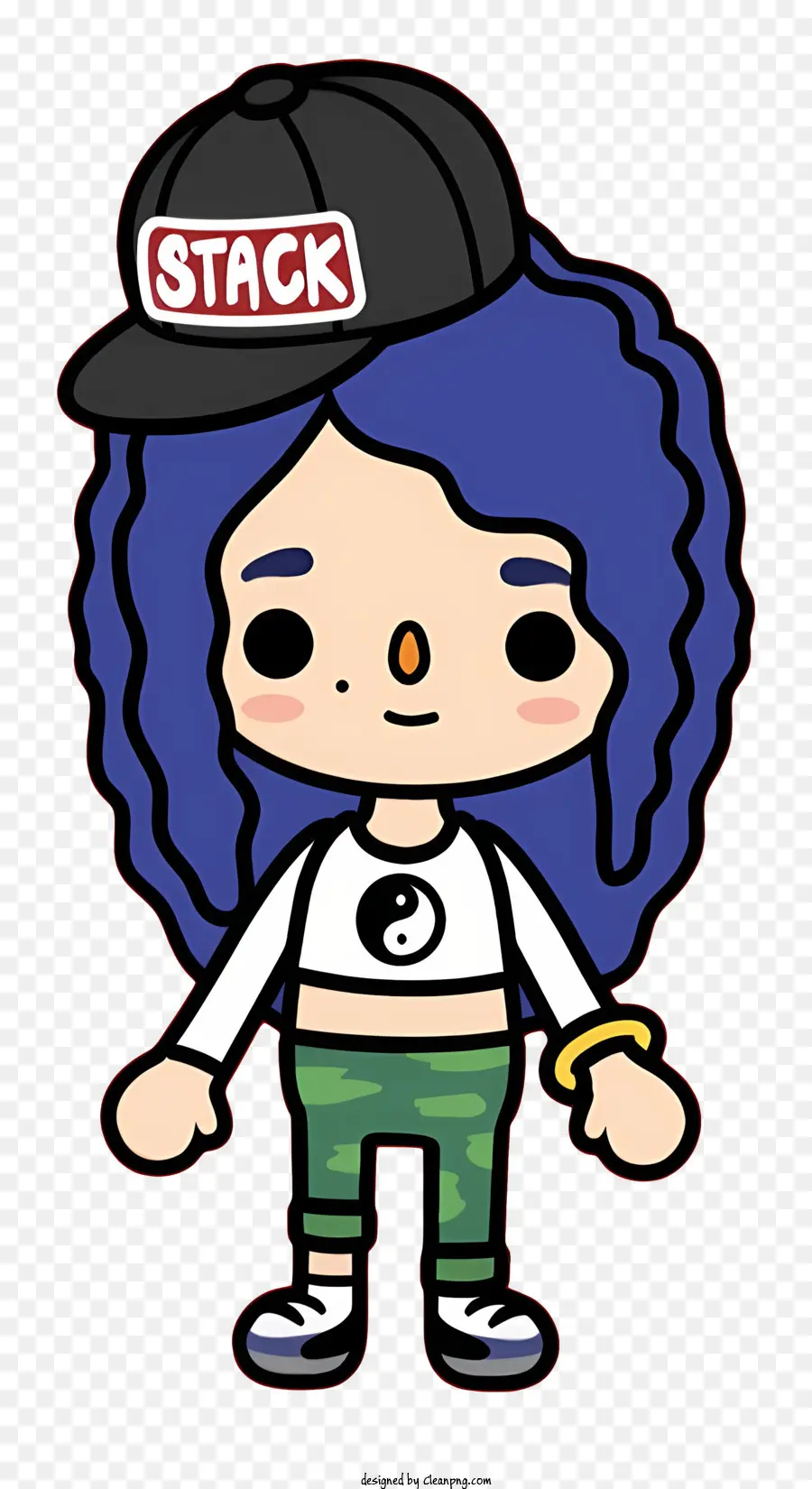 Elementos De Toca，Menina Com Cabelo Azul PNG