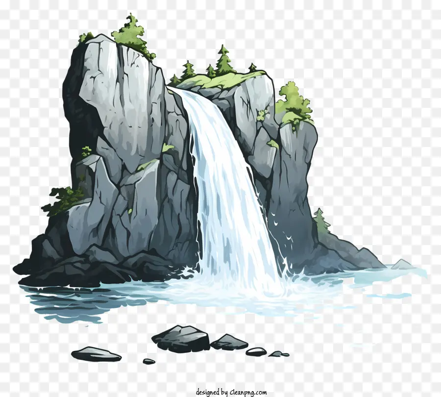Cachoeira Desenhada à Mão，Cachoeira De Desenhos Animados PNG