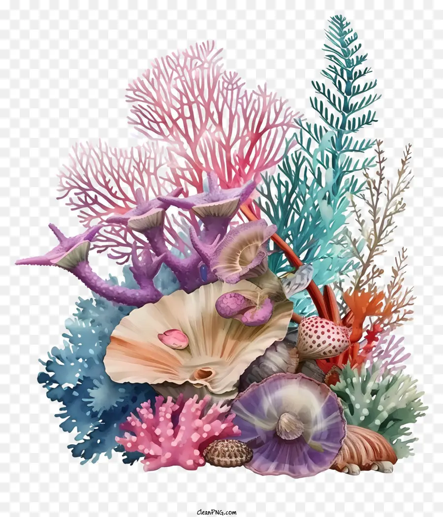 Recife De Coral Pastel，Criaturas Do Mar PNG