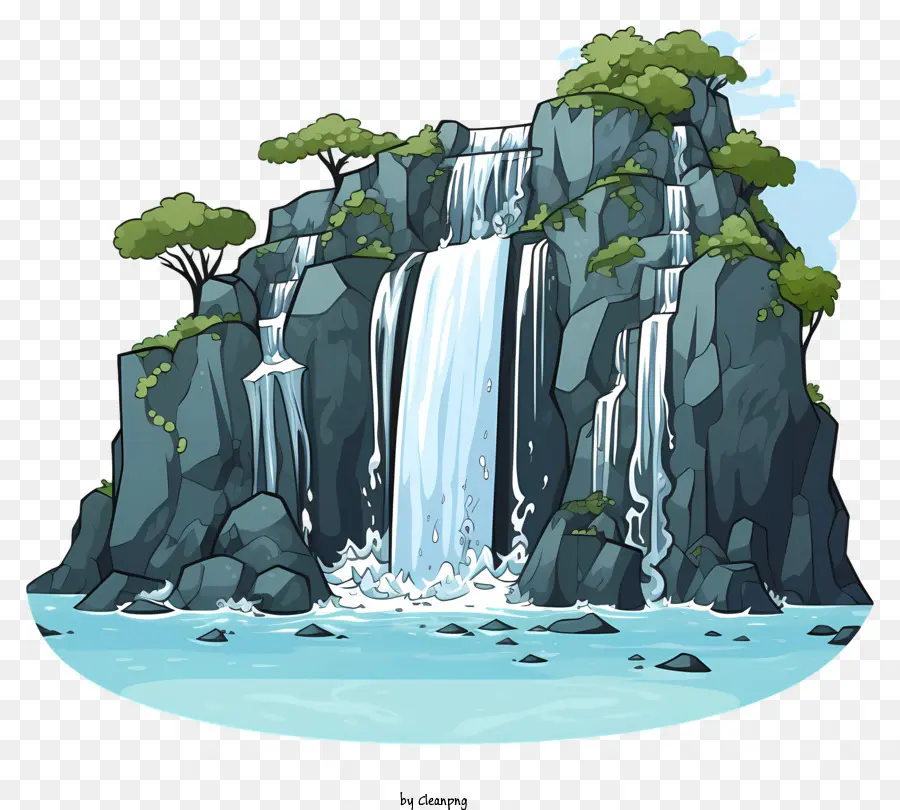 Cachoeira Ao Estilo Doodle，Cachoeira PNG