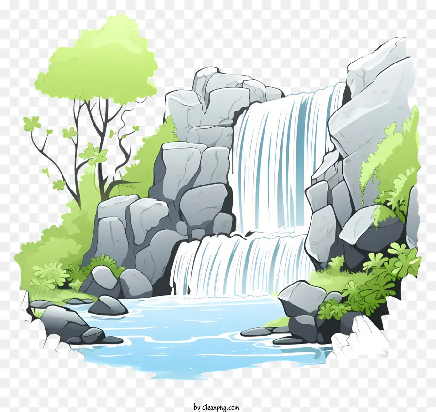 Cachoeira Estilo Doodle，Cachoeira PNG