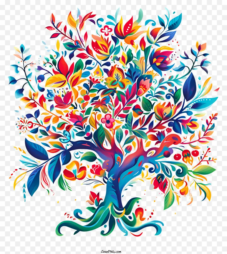 Colorido árvore，Folhas Vibrantes PNG