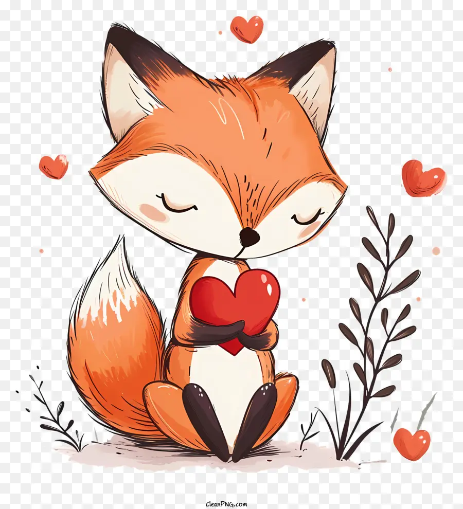Valentine Fox，Bonito Dos Desenhos Animados Fox PNG