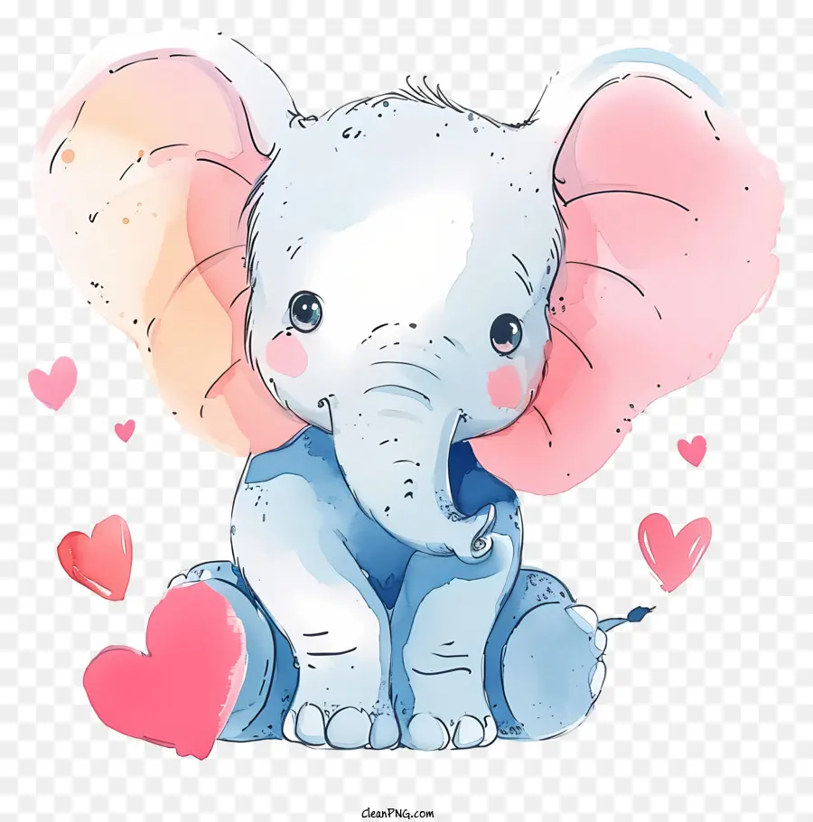 Elefante Em Aquarela Valentine，Bonito Bebê Elefante PNG