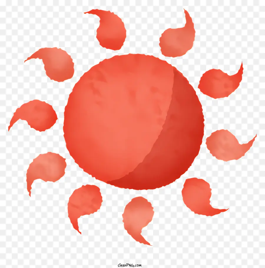 Sol Vermelho，Efeito De Aquarela PNG