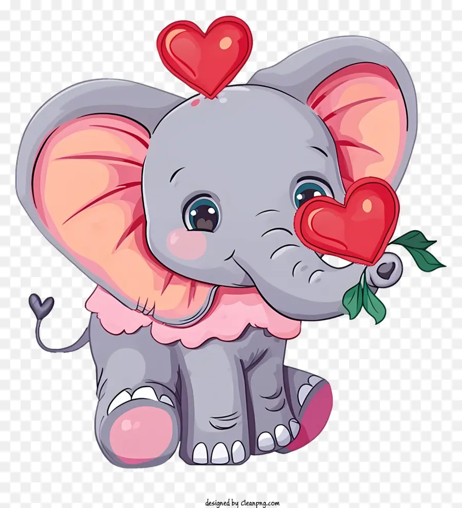 Elefante De Cartoon Valentine，Elefante Adorável PNG