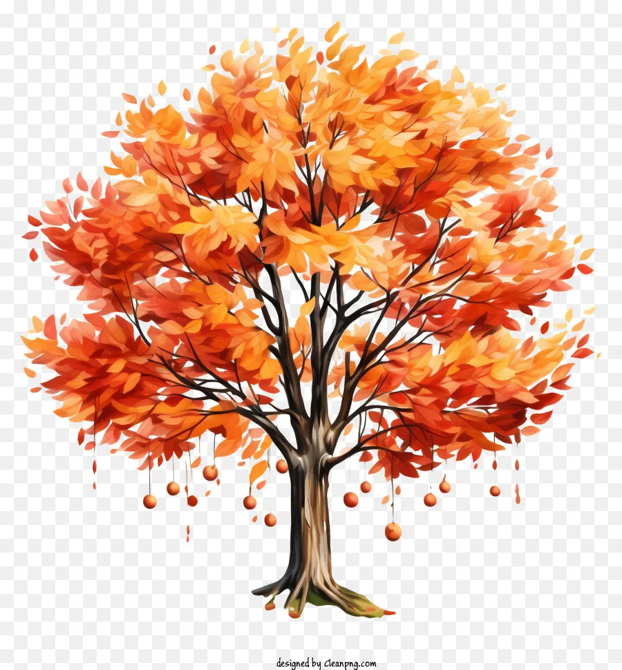 Árvore De Outono Em Aquarela，Laranjeira PNG