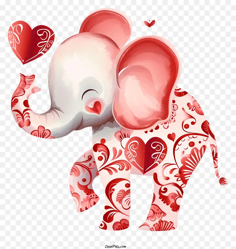 Design De Desenho Vetorial，Valentine Elephant PNG