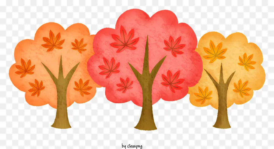 árvores Do Outono，Colorido Folhas PNG