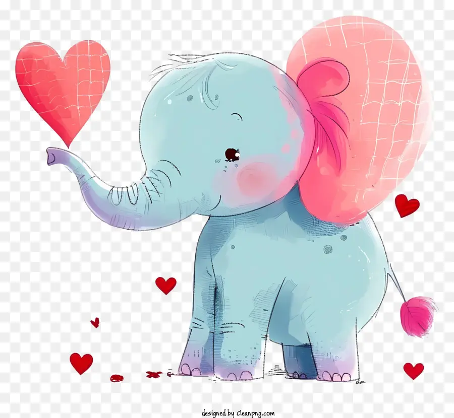 Elefante Bonito，Corações Cor De Rosa PNG