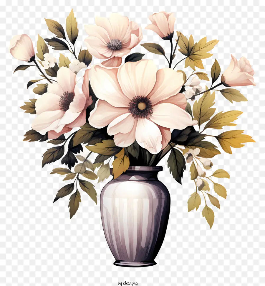 Flor Desenhada à Mão Em Vaso，Flores Cor De Rosa PNG