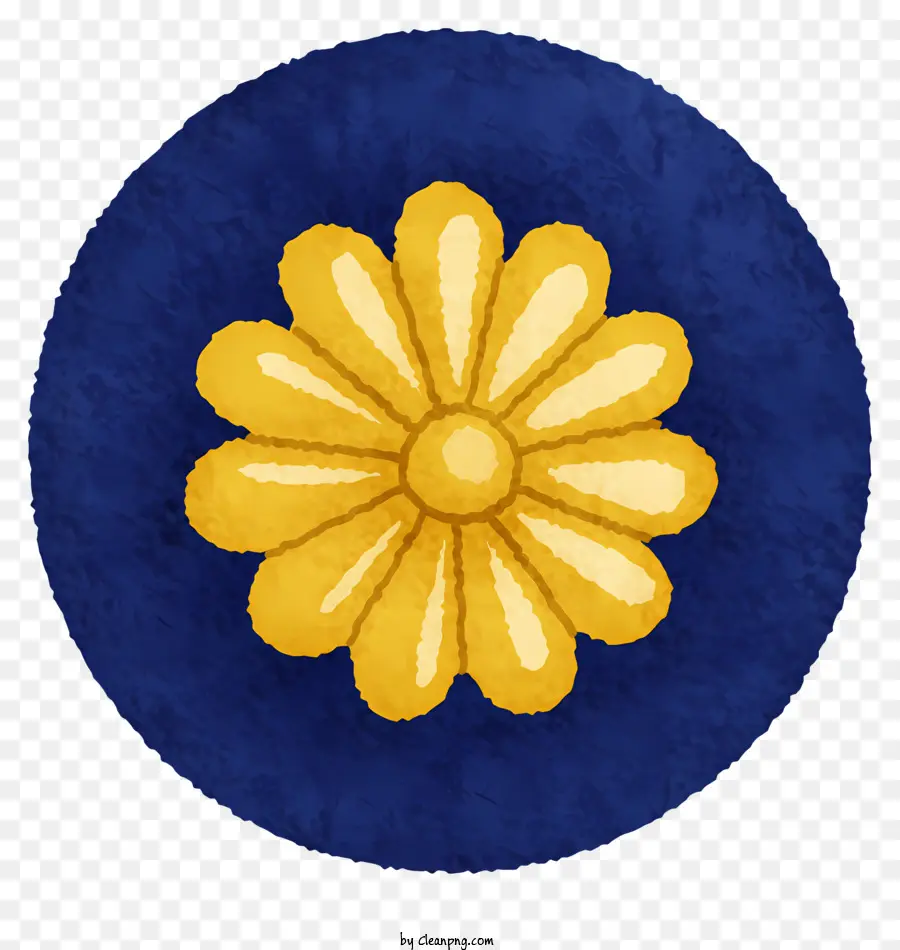 Flor Amarela，Círculo Azul PNG