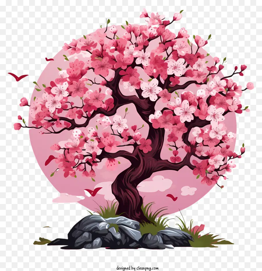 Árvore De Flor De Cerejeira De Estilo De Esboço，árvore De Sakura PNG