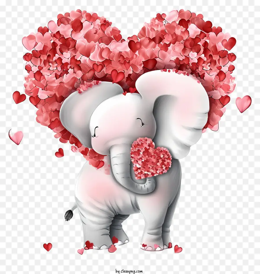 Design De Desenho Vetorial，Valentine Elephant PNG