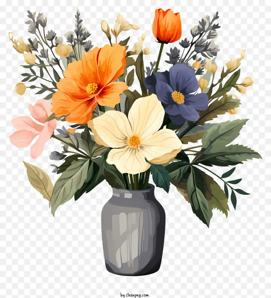 Flor Do Estilo De Esboço Em Vaso，Vaso De Flores PNG