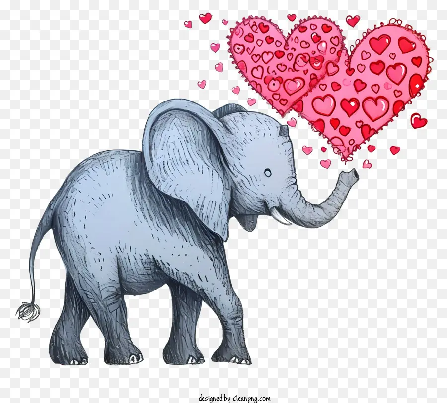 Elefante De Namorado Desenhado à Mão，Elefante PNG