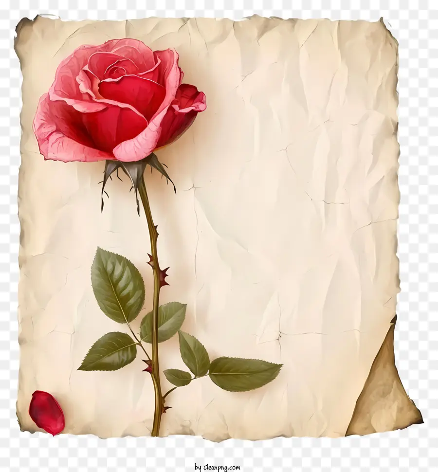 Rosa Vintage E Papel，Rosa Vermelha PNG