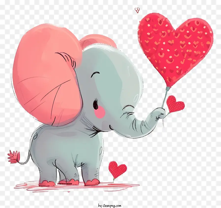 Elefante Bonito，Coração Em Forma De Balão PNG