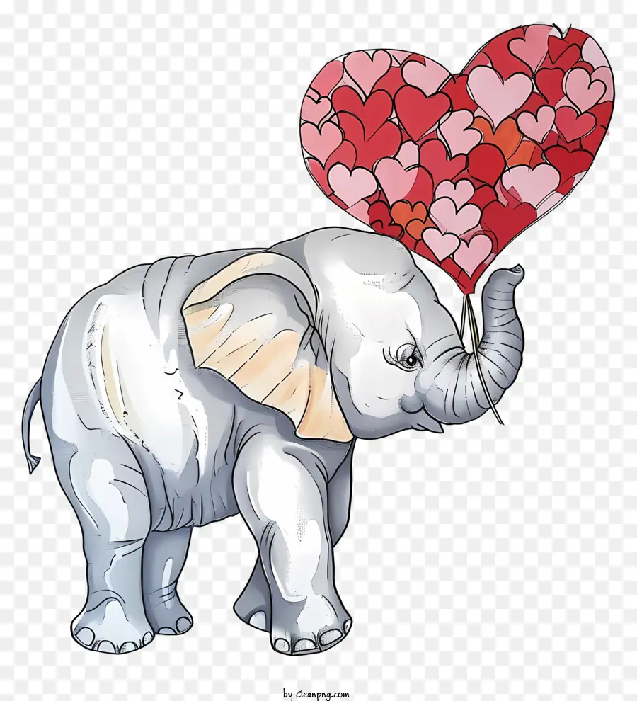 Elefante De Namorado Desenhado à Mão，Cartoon Elefante PNG