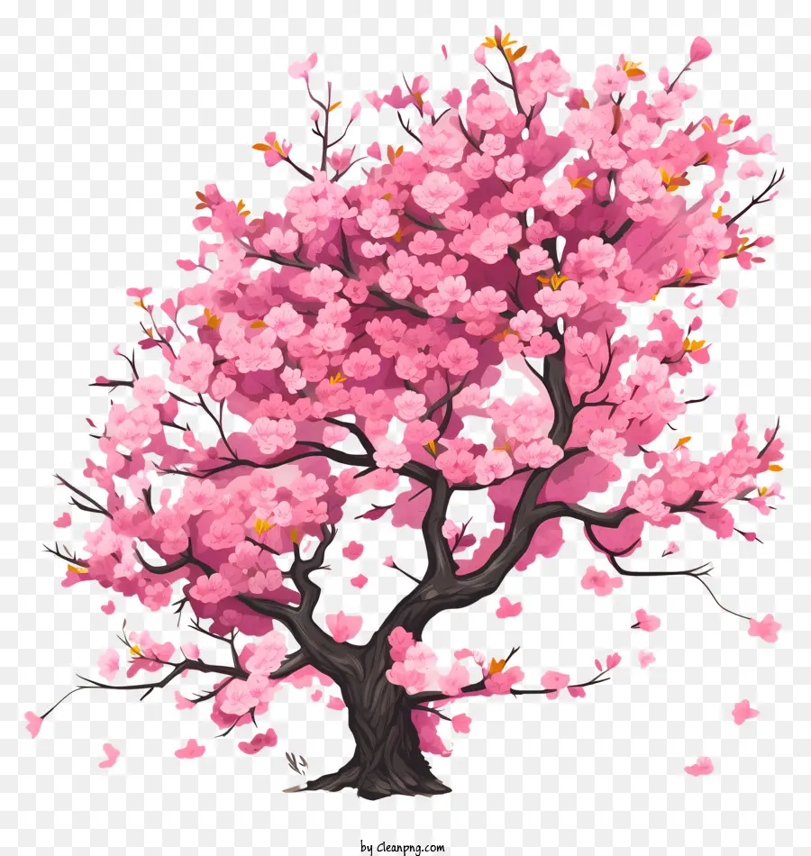 Árvore De Flor De Cerejeira Plana，Árvore De Flor De Cerejeira Rosa PNG